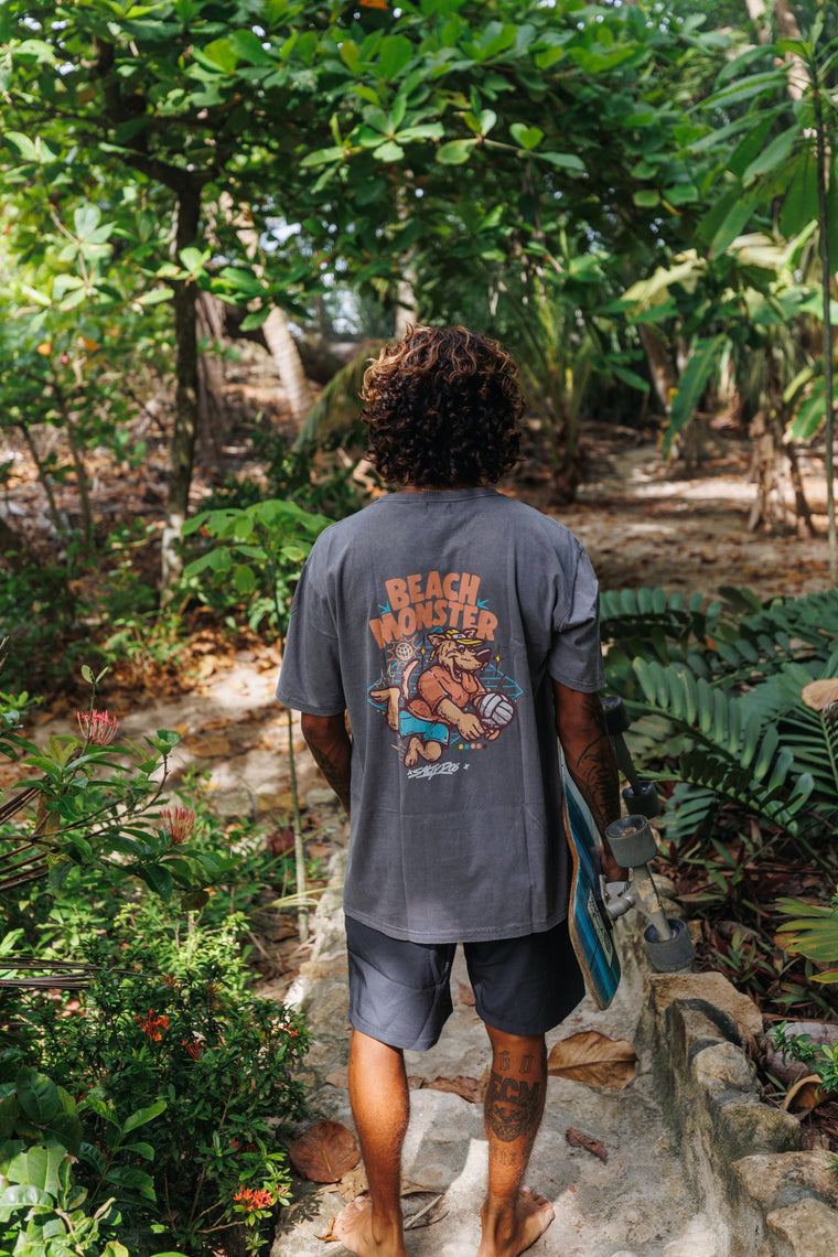 Remera Manga Corta Beach Monster Gris