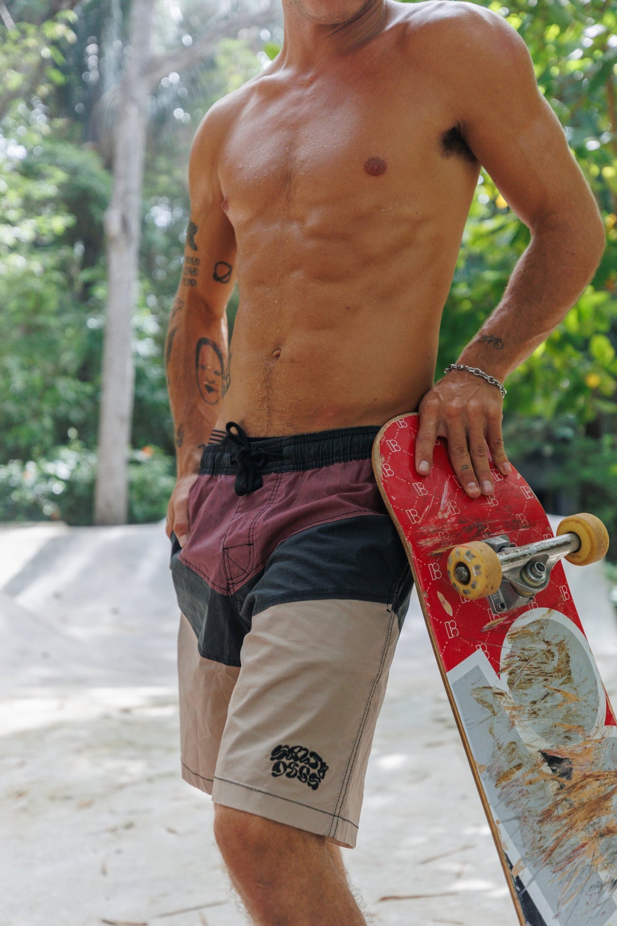 Boardshort 90s 3 Paneles Bordó