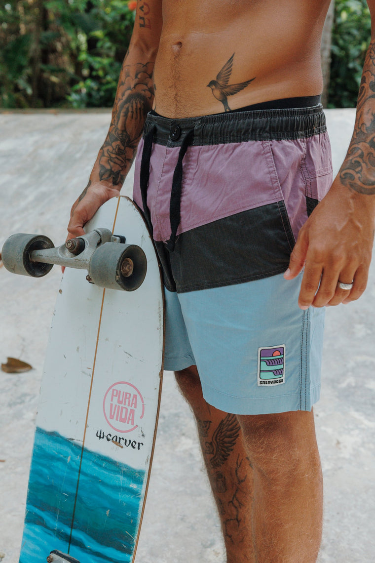 Boardshort 90s 3 Paneles Lila