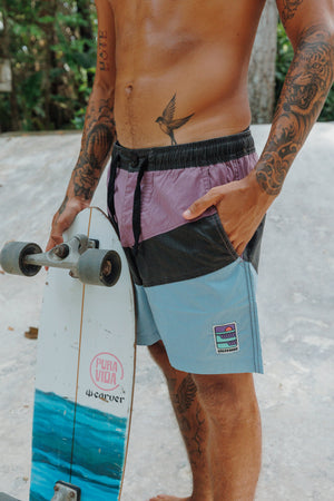 Boardshort 90s 3 Paneles Lila