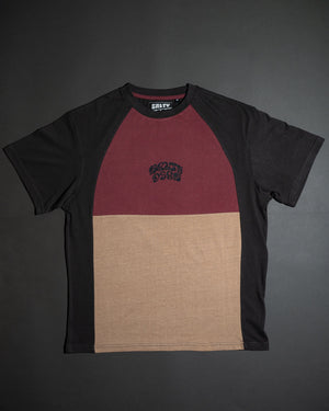 Remera Manga Corta 3 Paneles Bordó