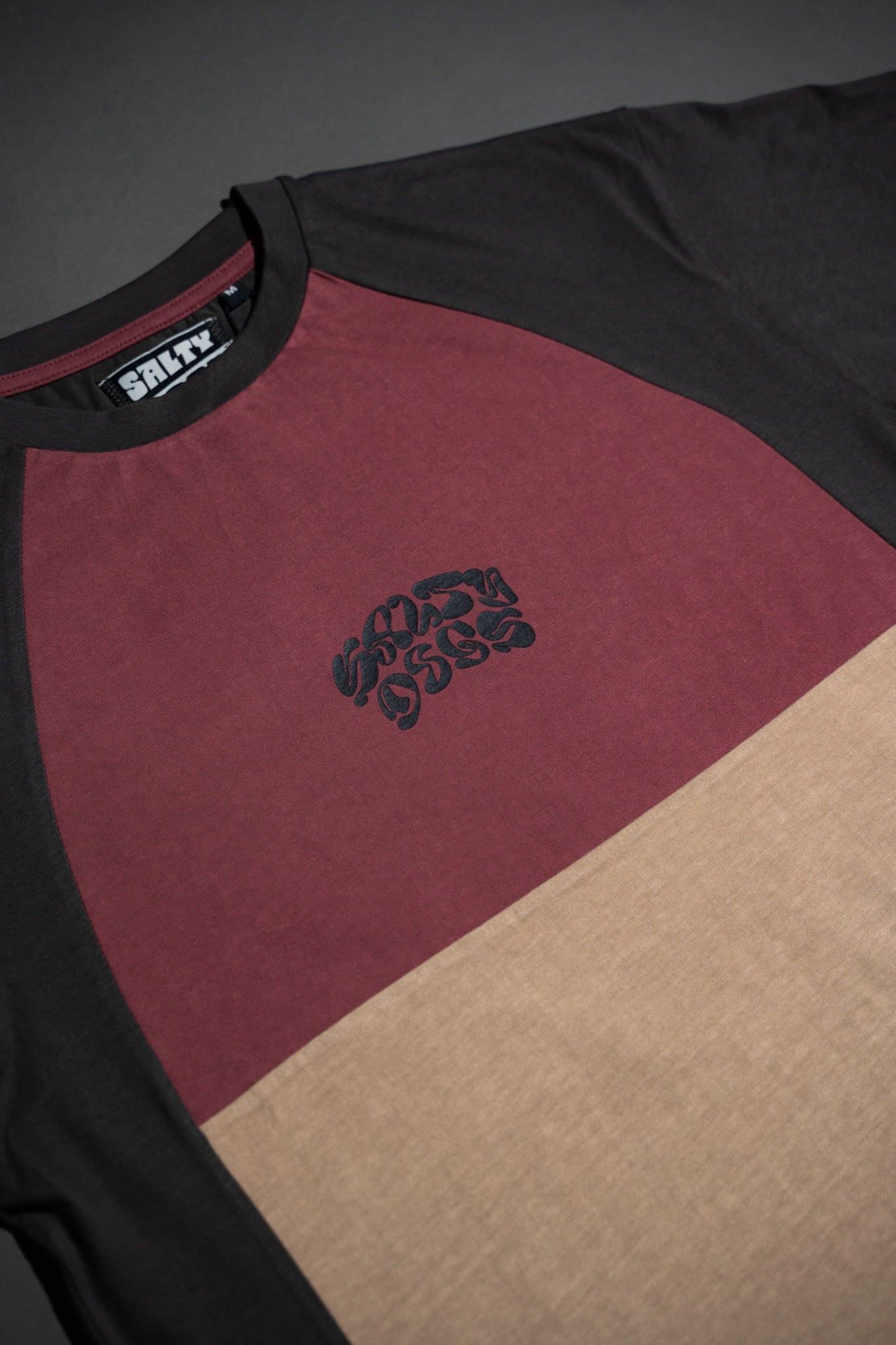 Remera Manga Corta 3 Paneles Bordó