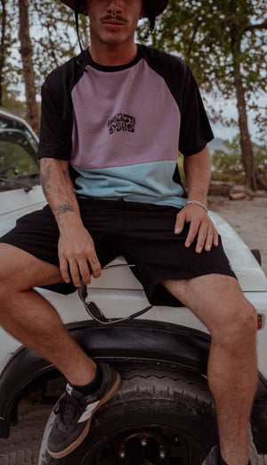Remera Manga Corta 3 Paneles Lila