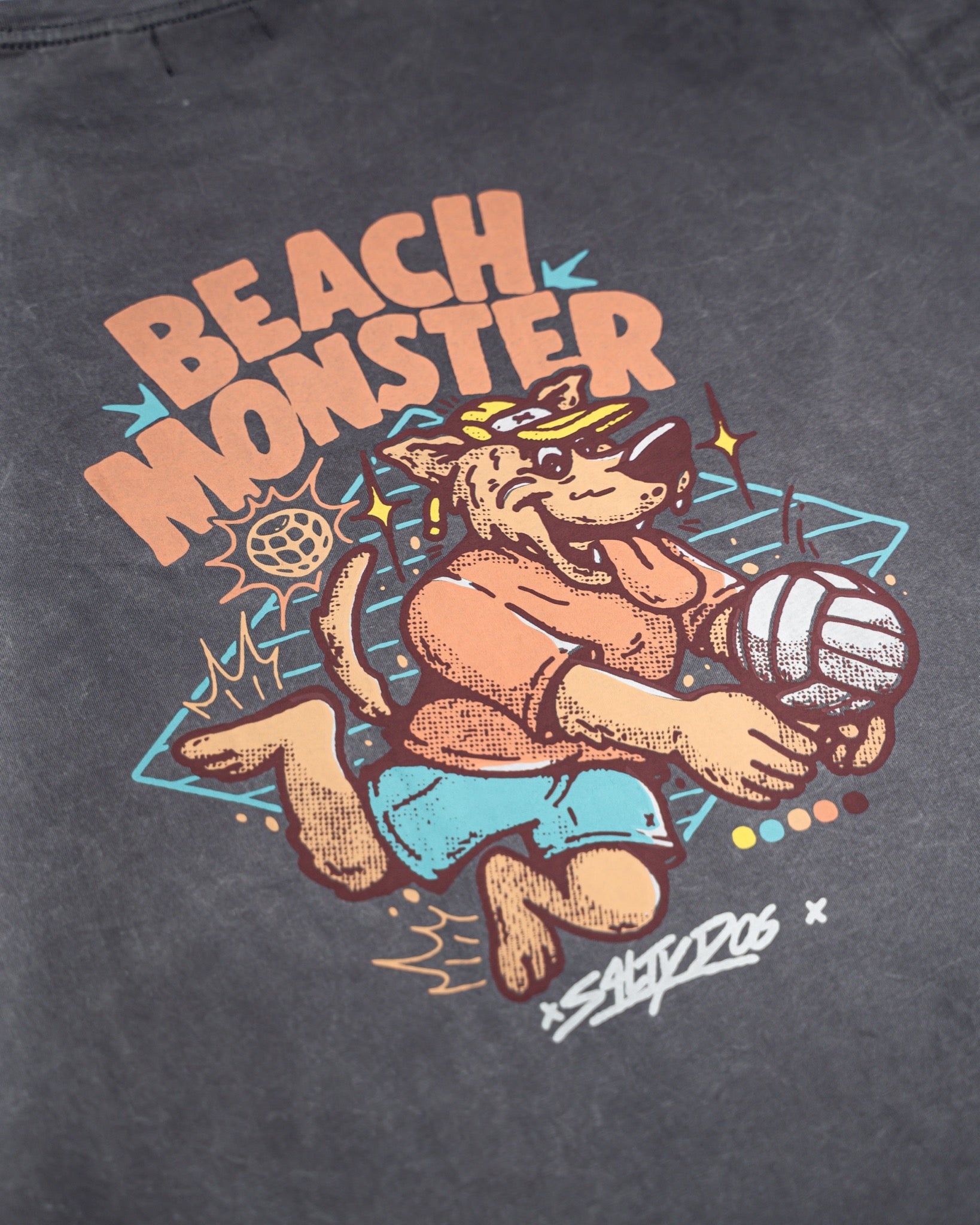 Remera Manga Corta Beach Monster Gris